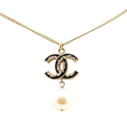 Chanel AB Chanel Black Enamel Other Faux Pearl Pendant Necklace Italy