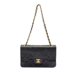 Chanel B Chanel Black Lambskin Leather Leather Small Classic Lambskin Double Flap France