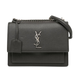 Saint Laurent B Saint Laurent Gray Dark Gray Calf Leather Medium Grained skin Monogram Sunset Crossbody Italy