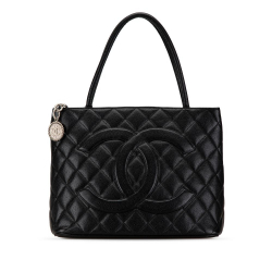 Chanel B Chanel Black Caviar Leather Leather Caviar Medallion Tote Italy