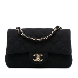 Chanel B Chanel Black Cotton Fabric Mini Rectangular Classic Jersey Single Flap France