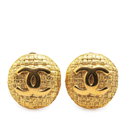 Chanel B Chanel Gold Gold Plated Metal CC Clip On Earrings France