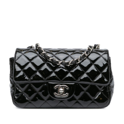 Chanel B Chanel Black Patent Leather Leather Mini Rectangular Classic Patent Single Flap Italy