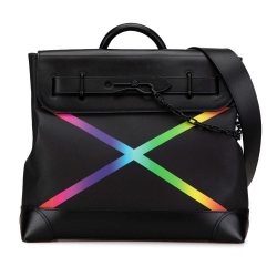 Louis Vuitton A Louis Vuitton Black with Multi Taiga Leather Leather Taiga Rainbow Steamer PM France