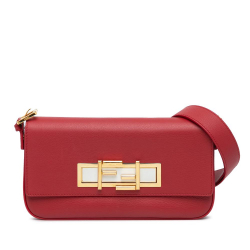 Fendi B Fendi Red Calf Leather 3Baguette Shoulder Bag Italy