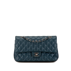 Chanel B Chanel Blue Dark Blue Caviar Leather Leather Medium Classic Caviar Double Flap France