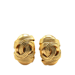 Chanel AB Chanel Gold Gold Plated Metal CC Clip On Earrings France