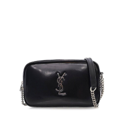 Saint Laurent AB Saint Laurent Black Calf Leather Mini Shiny skin Lou Camera Bag Italy