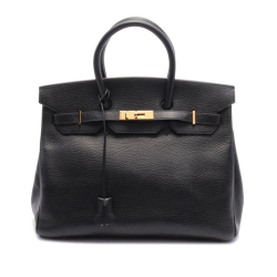 Hermès B Hermès Black Calf Leather Courchevel Birkin Retourne 35 France