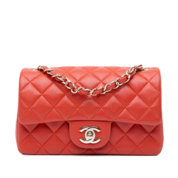 Chanel B Chanel Orange Lambskin Leather Leather Mini Rectangular Classic Lambskin Single Flap France