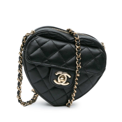 Chanel B Chanel Black Lambskin Leather Leather Mini Lambskin CC in Love Heart Crossbody France