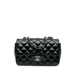 Chanel B Chanel Black Patent Leather Leather Mini Rectangular Classic Patent Single Flap Italy