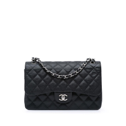 Chanel B Chanel Black Caviar Leather Leather Jumbo Classic Caviar Double Flap France