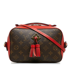 Louis Vuitton AB Louis Vuitton Brown with Red Monogram Canvas Canvas Monogram Saintonge Spain