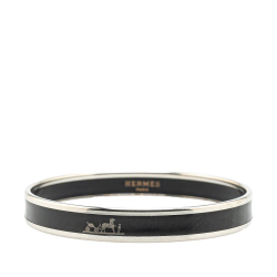 Hermès B Hermès Black Enamel Other Narrow Caleche Bangle 62 Austria