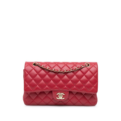 Chanel B Chanel Red Lambskin Leather Leather Medium Classic Lambskin Double Flap France