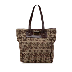 Fendi B Fendi Brown Canvas Fabric Zucchino Tote Italy