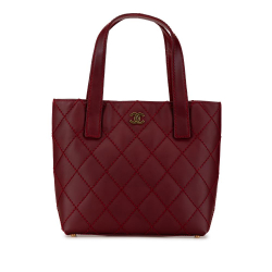 Chanel B Chanel Red Burgundy Lambskin Leather Leather CC Lambskin Wild Stitch Handbag France