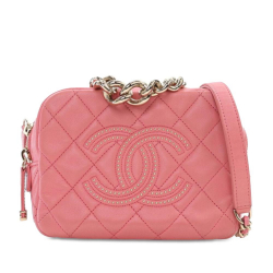 Chanel B Chanel Pink Lambskin Leather Leather Quilted Lambskin Studded Beauty Begins Camera Bag Italy