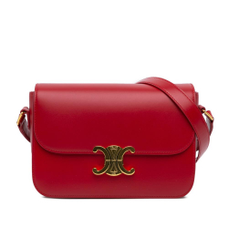 Celine AB Celine Red Calf Leather Medium Shiny skin Triomphe Crossbody Italy