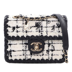 Chanel AB Chanel White with Black Tweed Fabric Mini My Own Frame Flap Italy