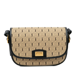 Saint Laurent AB Saint Laurent Brown Beige Canvas Fabric Medium Monogram All Over Crossbody Italy