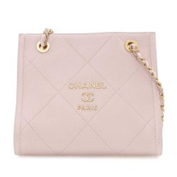 Chanel AB Chanel Pink Light Pink Lambskin Leather Leather Mini Lambskin Chain Shopper Tote Italy