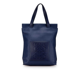 Loewe B LOEWE Blue Dark Blue Calf Leather Anagram Shopper Tote Spain