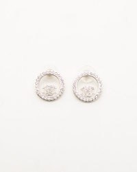 Chanel Coco Mark Circle Rhinestone Earrings