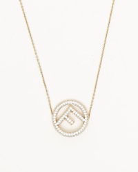 Fendi Circle F Rhinestone Necklace