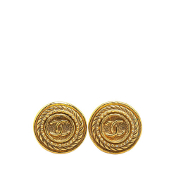 Chanel B Chanel Gold Gold Plated Metal CC Clip On Earrings France