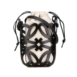 Loewe AB LOEWE Black with White Calf Leather Anagram Cut-Out Pocket Crossbody Portugal