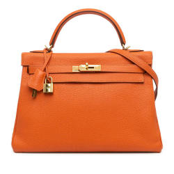 Hermès B Hermès Orange Calf Leather Togo Kelly II Retourne 32 France