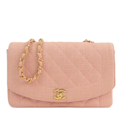 Chanel B Chanel Pink Light Pink Canvas Fabric Medium Diana Flap Italy