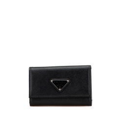 Prada AB Prada Black Saffiano Leather Key Holder Italy