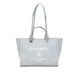 Chanel AB Chanel Blue Light Blue Canvas Fabric Small Deauville Tote Italy