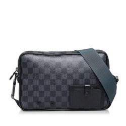 Louis Vuitton B Louis Vuitton Black with Blue Damier Canvas Canvas Damier Graphite Alpha Messenger Bag Spain