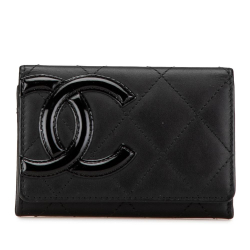 Chanel AB Chanel Black Lambskin Leather Leather Lambskin Cambon Ligne Card Holder Italy