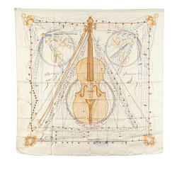 Hermès AB Hermès White Silk Fabric La Musique des Spheres Scarf France