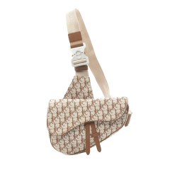 Christian Dior B Dior Brown Beige Canvas Fabric Cactus Jack Saddle Crossbody Italy