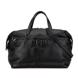 Salvatore Ferragamo B Ferragamo Black Calf Leather Vara Satchel Italy