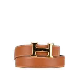 Hermès AB Hermès Brown Calf Leather Courchevel Constance H Reversible Belt France