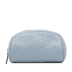 Gucci AB Gucci Blue Light Blue Calf Leather Guccissima Vanity Pouch Italy