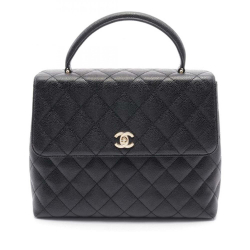 Chanel B Chanel Black Caviar Leather Leather Caviar Kelly Top Handle Bag France