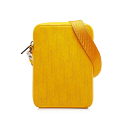 Christian Dior AB Dior Yellow Calf Leather Oblique World Tour Messenger Bag Italy