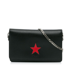 Givenchy B Givenchy Black Calf Leather Pandora Star Wallet on Chain Italy