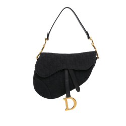 Christian Dior B Dior Black Canvas Fabric Oblique Saddle Bag Italy