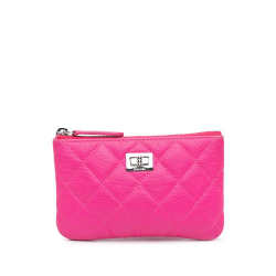 Chanel AB Chanel Pink Hot Pink Goatskin Leather Small Quilted Reissue Cosmetic Pouch Italy