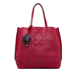 Christian Dior AB Dior Pink Calf Leather Perforated Cannage Dioriva Tote Italy