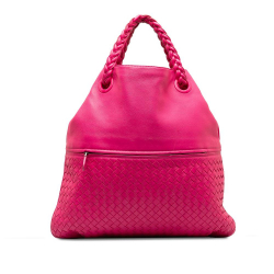 Bottega Veneta B Bottega Veneta Pink Calf Leather Intrecciato Julie Tote Italy